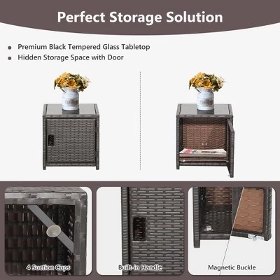 Costway 5PCS Patio Rattan Furniture Set Ottoman Cushioned W/Cover Space Saving Off White/Gray/Red/Turquoise 6 Costway 5PCS Patio Rattan Furniture Set Ottoman Cushioned W/Cover Space Saving Off White/Gray/Red/Turquoise - Image 6