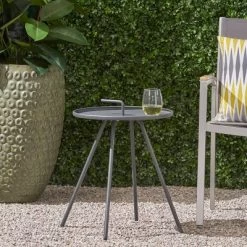 Vida Modern Patio Side Table Gray - Christopher Knight Home