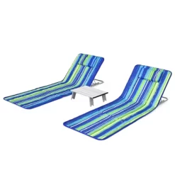 Tangkula 3PCS Folding Beach Mat Set Adjustable Beach Lounge Chair & Side Table Set -Outdoor Garden GUEST 34a0bafa 68ff 4a85 9aeb 0d260edf1579