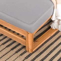 Galia 2pc Square Leg Acacia Wood Chair And Ottoman With Cushions - Brown - Saracina Home -Outdoor Garden GUEST 34f09a2c 5eb2 4765 8bf5 0e22052dcc27