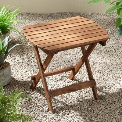 Teal Island Designs Rustic Outdoor Wood Slat Folding Accent Side End Tables 20" X 14" Set Of 2 Natural For Spaces Patio House Home 6 Teal Island Designs Rustic Outdoor Wood Slat Folding Accent Side End Tables 20" X 14" Set Of 2 Natural For Spaces Patio House Home - Image 6