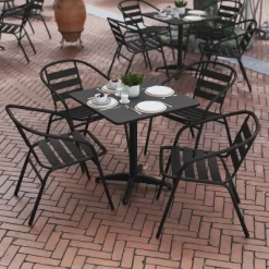Flash Furniture Lila 27.5'' Square Aluminum Indoor-Outdoor Table Set With 4 Slat Back Chairs -Outdoor Garden GUEST 36ac4170 7210 4312 82c7 f23ee224f875