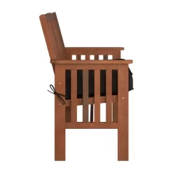 Miramar Hardwood Outdoor Bench - Cinnamon Brown/Black - CorLiving -Outdoor Garden GUEST 36b96826 eef5 4236 b0a6 94db5b6509d2