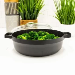 BergHOFF GEM 11" Non-stick Two-Handle Sauté Pan 4.9Qt., Black, Glass Lid -Outdoor Garden GUEST 370644e3 c15e 423b bb94 47b82cdfe97b