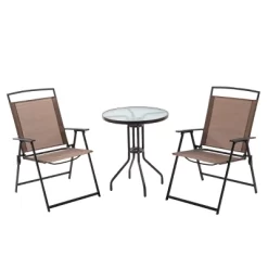 3pc Outdoor Dining Furniture Patio Bistro Set With 2 Folding Chairs & Round Table -Crestlive Products -Outdoor Garden GUEST 3710409c 5487 4a04 b238 2bfecc2f15cf