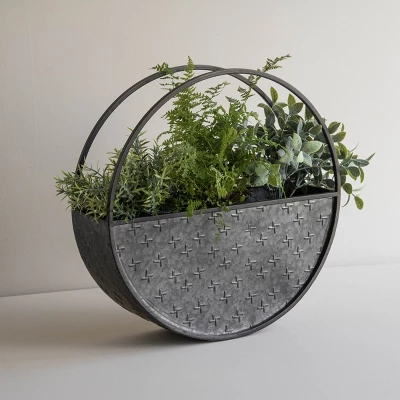 Round Black Metal Wall Planter - Foreside Home & Garden 6 Round Black Metal Wall Planter - Foreside Home & Garden - Image 6