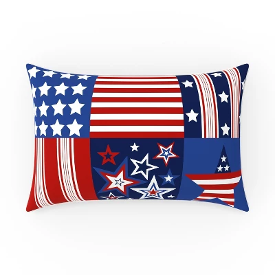 12"x18" Outdoor/Indoor Patriotic Truck Lumbar Throw Pillow Red - Pillow Perfect 1 12"x18" Outdoor/Indoor Patriotic Truck Lumbar Throw Pillow Red - Pillow Perfect