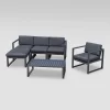 Navan 6pc Aluminum Sofa Set - Black/Dark Gray - Christopher Knight Home