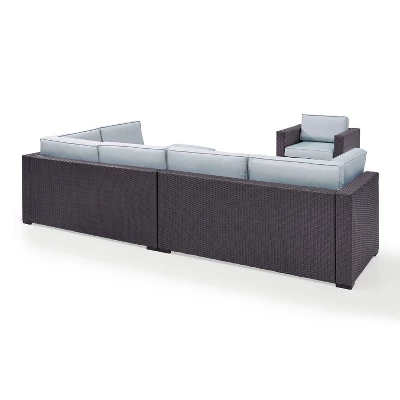 Biscayne 6pc Outdoor Wicker Sectional Set - Mist - Crosley 6 Biscayne 6pc Outdoor Wicker Sectional Set - Mist - Crosley - Image 6