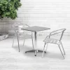 Flash Furniture Lila 23.5'' Square Aluminum Indoor-Outdoor Table Set With 2 Slat Back Chairs
