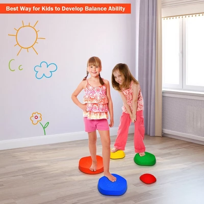 Costway 5pcs Kids Balance Stepping Stones Indoor & Outdoor Coordination & Balance Toy 2 Costway 5pcs Kids Balance Stepping Stones Indoor & Outdoor Coordination & Balance Toy - Image 2