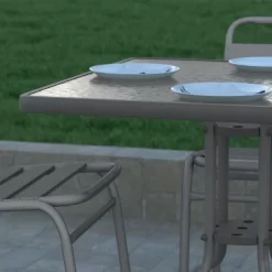 Emma And Oliver 31.5" Square Tempered Glass Metal Table With Smooth Ripple Design Top 14 Emma And Oliver 31.5" Square Tempered Glass Metal Table With Smooth Ripple Design Top -Outdoor Garden GUEST 3ad2ce6c 350a 4741 b5ef 8908be90da5c