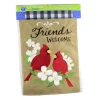 Home & Garden Burlap Cardinal Friends Flag - One Garden Flag 18 Inches - Applique Embroidered - 4321Fm - Polyester - Red