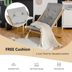 Costway Set Of 4 Foldable Wood Sling Beech Chairs W/ 3 Adjustable Positions&Free Cushion -Outdoor Garden GUEST 3b1f0f20 d5e7 443e 8901 86636d8afd9f