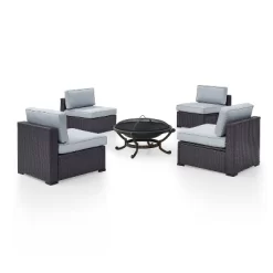 Biscayne 5pc Outdoor Wicker Conversation Set With 4 Armless Chairs & Fire Pit - Mist - Crosley 11 Biscayne 5pc Outdoor Wicker Conversation Set With 4 Armless Chairs & Fire Pit - Mist - Crosley -Outdoor Garden GUEST 3b393e0f 4e0b 4458 a457 ee070c7a8489