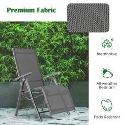 Costway Outdoor Foldable Reclining Chair Aluminum Frame 7-Position Adjustable -Outdoor Garden GUEST 3b83661c bd9d 4704 b779 accde6c7c7b5