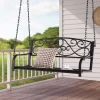 Tangkula Patio Hanging Porch Swing Outdoor 2-Person Metal Swing Bench Chair W/ Chains