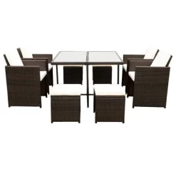 9pc Outdoor Wicker Dining Set With Cushions - Dark Brown/Beige - GODEER 23 9pc Outdoor Wicker Dining Set With Cushions - Dark Brown/Beige - GODEER -Outdoor Garden GUEST 3c69964b ed58 44c8 9ca3 ffb88dc64bfb