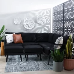 Linon Lark Aluminum Sectional Sofa Black -Outdoor Garden GUEST 3c7cd76e 6a9d 42e5 960c c407464f211b