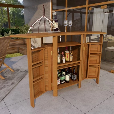 Patio Bar Table Teak - Olivia & May 11 Patio Bar Table Teak - Olivia & May - Image 11