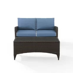 Kiawah 2pc Wicker Patio Seating Set - Blue - Crosley