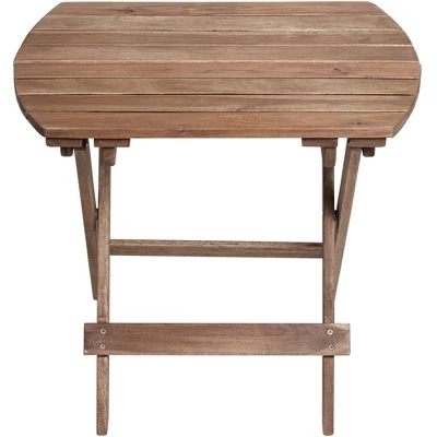 Teal Island Designs Rustic Outdoor Wood Slat Folding Accent Side End Tables 20" X 14" Set Of 2 Natural For Spaces Patio House Home 2 Teal Island Designs Rustic Outdoor Wood Slat Folding Accent Side End Tables 20" X 14" Set Of 2 Natural For Spaces Patio House Home - Image 2