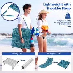 Tangkula 3PCS Folding Beach Mat Set Adjustable Beach Lounge Chair & Side Table Set -Outdoor Garden GUEST 3dedfc1c 7435 4f99 a690 1e90b5039df6