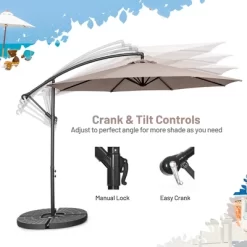 Costway 10 FT Patio Offset Umbrella W/8 Ribs Cross Base Tilt -Outdoor Garden GUEST 3e6c462b 0474 4f4f 911e 71c21c39ae89