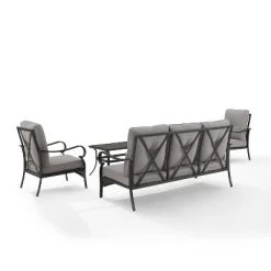 4pc Dahlia Outdoor Steel Conversation Set Taupe/Matte Black - Crosley -Outdoor Garden GUEST 3edb4da9 ff60 4f91 bdc2 6f71d87e2b2c