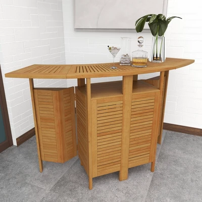 Patio Bar Table Teak - Olivia & May 9 Patio Bar Table Teak - Olivia & May - Image 9