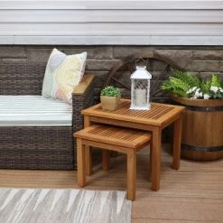Sunnydaze Decor Sunnydaze Meranti Wood Outdoor Nesting Side Tables - Brown - 2pc 11 Sunnydaze Decor Sunnydaze Meranti Wood Outdoor Nesting Side Tables - Brown - 2pc -Outdoor Garden GUEST 3f25229a 75ab 4880 aa3c 08842bb1ac0f