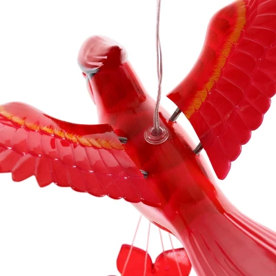 9.25" Plastic And Metal Solar Cardinal Fluttering Wings Wind Chime Red - Exhart 7 9.25" Plastic And Metal Solar Cardinal Fluttering Wings Wind Chime Red - Exhart - Image 7