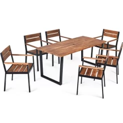 Costway 7PCS Patented Patio Dining Chair Table Set Acacia Wood Backyard W/Umbrella Hole 11 Costway 7PCS Patented Patio Dining Chair Table Set Acacia Wood Backyard W/Umbrella Hole -Outdoor Garden GUEST 3fb1907d c427 49c3 b2dc 9a5e4d296519