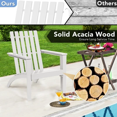Costway 2PCS Patio Adirondack Chair Side Table Set Solid Wood Garden Deck White 4 Costway 2PCS Patio Adirondack Chair Side Table Set Solid Wood Garden Deck White - Image 4