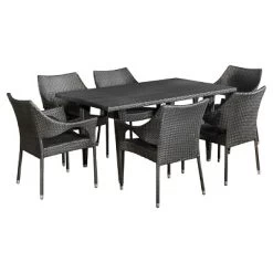 Cliff 7pc Wicker Patio Dining Set - Gray - Christopher Knight Home