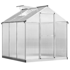 Outsunny Walk-In Polycarbonate Greenhouse With Roof Vent For Ventilation & Rain Gutter, Hobby Greenhouse For Winter -Outdoor Garden GUEST 3fe3581a ddf0 42b1 8432 5b9caaa138ed