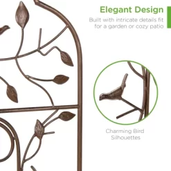 Best Choice Products Set Of 2 60x15in Iron Arched Garden Trellis Fence Panel W/ Branches, Birds For Climbing Plants