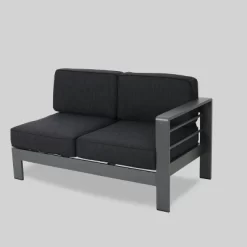 Cape Coral 5pc Aluminum Sofa Set With Cushions - Dark Gray - Christopher Knight Home -Outdoor Garden GUEST 3ff9cb17 d49f 4325 9c89 d26b04c72747