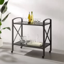 Kaplan Outdoor Steel Bar Cart Bronze - Crosley