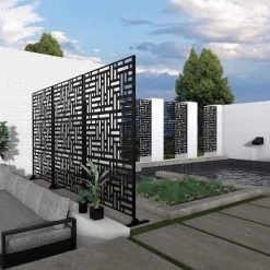 NewTown Decorative Privacy Screen Outdoor Divider With Stand, Featuring Precise Laser Cut,Metal Material-The Pop Home -Outdoor Garden GUEST 402b4483 6f67 467d 85ee 95725215c813