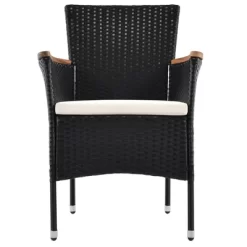 7pc Outdoor Wicker Dining Set With Acacia Wood Tabletop & Cushions - Beige - GODEER -Outdoor Garden GUEST 403d6133 2b90 40d2 9196 3c720946db8b