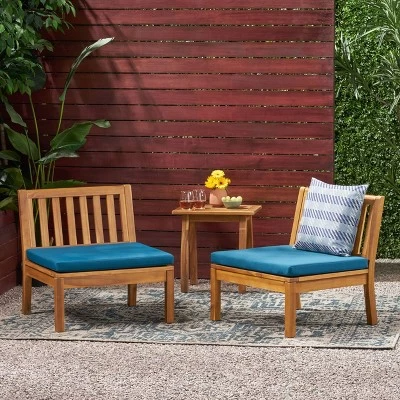 Caswell Set Of 2 Acacia Wood Club Chairs - Teak/Dark Teal - Christopher Knight Home 1 Caswell Set Of 2 Acacia Wood Club Chairs - Teak/Dark Teal - Christopher Knight Home