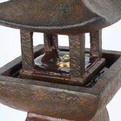 LuxenHome Resin Japanese Pagoda Fountain With LED Light -Outdoor Garden GUEST 409a5799 36ac 459e aa19 018836c999bb