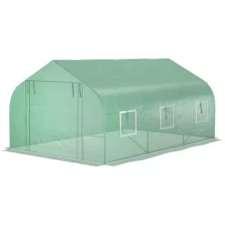 Outsunny 9.8' X 11.4' X 6.8' Outdoor Walk-In Tunnel Greenhouse Hot House With Roll-up Windows, Zippered Door, PE Cover, Green -Outdoor Garden GUEST 40a2d219 2b87 45eb 8af8 262bf1bf9793
