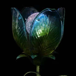 35.8" Resin Solar Flower Garden Stake Blue - Exhart -Outdoor Garden GUEST 40c4ef94 3e23 4c1d a2bb 65dbdfdc4f4e