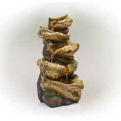 4 Tier Tree Trunk Log Fountain Brown/Gray - Alpine Corporation -Outdoor Garden GUEST 40f7641c 631a 4358 bf1e e92ffe2e2c8e