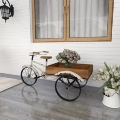48" Wide Planter Rustic Iron Bicycle Inspired Flower Cart Brown - Olivia & May -Outdoor Garden GUEST 415a1abb 371f 406b 9933 89f46ee5667d