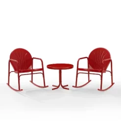Griffith 3pc Outdoor Rocking Chair Set - Red - Crosley