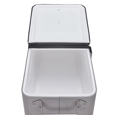 JOMEED 80 Quart/20 Gallon Wheeled Rolling Outdoor Patio And Deck Cooler Cart Ice Chest With Shelf, Drainage Hole Plug And Bottle Opener, Silver 2 JOMEED 80 Quart/20 Gallon Wheeled Rolling Outdoor Patio And Deck Cooler Cart Ice Chest With Shelf, Drainage Hole Plug And Bottle Opener, Silver - Image 2