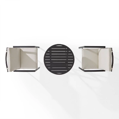 3pc Kaplan Outdoor Steel Chat Set Oatmeal/Bronze - Crosley 6 3pc Kaplan Outdoor Steel Chat Set Oatmeal/Bronze - Crosley - Image 6